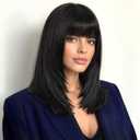Wig with Bangs for Women Layered Hairstyle Synthetic Heat Resistant for Daily Party Use 16 inch (1B)