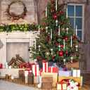 FREEPOWER 12PCS Flameless Christmas Tree Candles with RemoteBattery Operated Flickering Candles Christmas Tree Lights,LED Taper Candle for Home Parties Birthday Gift with Snowflake Hook (White)