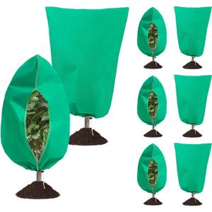 8 Pack Plant Covers Freeze Protection, 31.5"x47.2" Frost Blankets with Zipper Drawstring, Winter Cold Weather Plant Protection Jacket for Outdoor Plants Potted Shrubs Trees from Freeze Animals, Green