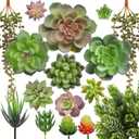 FOIMAS Artificial Succulent Plant,16pcs Large Faux Flocked Succulent Decor for Floral Wall Garden Arrangement Home Office Decoration, Unpotted