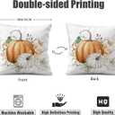 4 x Fall Pillow Covers 18x18 Set of 2, White Linen Orange Pumpkin Decorative Throw Pillow Cases, Double-Sided Print, Autumn Harvest Cushion Covers for Couch Sofa Bed