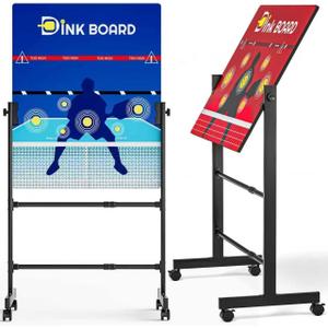 Pickleball Practice Board,Dual-Sided Rebounder Dink Board with Stand,Height-Adjustable Portable Pickleball Solo Training Tool,Volley & Baseline Pickleball wall Indoor/Outdoor Use, One Size