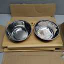 HTB Elevated Dog Bowls,Raised Dog Bowl Stand with 2 Stainless Steel Bowls,Elevated Raised DogBowls for Large Medium Small Sized Dogs (X large-14"tall,48 Oz bowl, Bamboo)