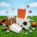 Leezmark 28 Pcs Sports Party Favor Bags - Sports Theme Paper Gift Bags with Handles for Basketball Soccer Baseball Football, Kids Sports Birthday Party Decorations & Goodie Bags