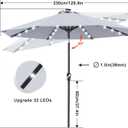 ABCCANOPY Solar Led Patio Umbrella with 32 Lights 11FT(Grey)