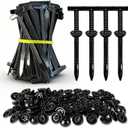 2 x Nylon Universal Cable Tie Buckle–Heavy Duty Self-Locking Zip Ties Holder with Pin & Button Design, Plastic Cable Ties Tool Fasteners Car Body, UV Resistant Zipties for Car Daily Auto Fixing (100Pcs)