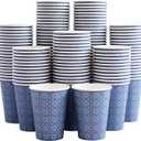 240 Pack 12 oz Disposable Paper Cups, Hot/Cold Beverage Paper Drinking Cups, Navy Floral Paper Coffee Cups 12 oz for Home-use, Office, Restaurant and Events