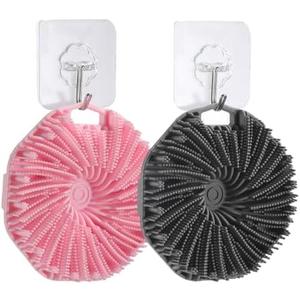 2Pcs Silicone Body Scrubber,Exfoliating Body Scrubbers for use in Shower,Silicone Body Brush for Showering and Anti-Slippery Handles for All Skin Types,Eco Friendly Shower Scrubber for Body (Pink)