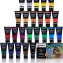 Artecho Professional Acrylic Paint Set, 24 Basic Colors Tubes (60ml / 2.02oz) Art Craft Paints for Canvas, Rock, Wood, Fabric, Art Supplies, 48.48 Fl Oz