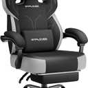 GTPLAYER Big & Tall Gaming Chair, Wide Seat with Footrest, Black | Ergonomic High Back Computer Desk Chair for Adults, Comfort Padded Seat with Lumbar Support Armrests Recliner for Office/Home