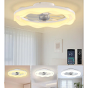 Ceiling Fans with Lights and Remote, 20'' Low Profile Ceiling Fan, 3000K-6500K Dimmable LED Fan Light APP Control, 6 Wind Speeds White Modern Fandelier Flush Mount Ceiling Fans for Bedroom Kids Room