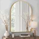 Arched Bathroom Mirror for Wall, 30" x 20" Gold Metal Frame Vanity Mirror, HD Glass Over Sink for Bathroom, Entryway, Bedroom