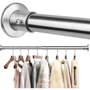 Closet Rods For Hanging Clothes, 17-64 Inch Adjustable Closet Rod, Stainless Steel Heavy Duty Closet Hanging Rod-Silver