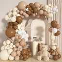 142Pcs Brown Balloons Garland Arch Kit Nude Coffee Brown Boho Blush Tan Neutral Balloons for Teddy Bear Baby Shower Neutral Woodland Wedding Jungle Safari Wild One Birthday Party Decorations