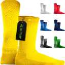 LUX Sports Thin Grip Socks for Cleat Sports - Moisture-Wicking Anti Slip Socks for Men & Women - Soccer, Football, Baseball (One Size, Yellow)