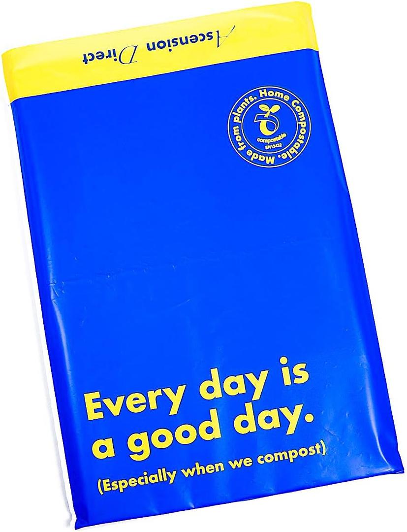 100% Compostable Poly Mailers 10"x13" Eco Friendly Shipping Bags, 50 pcs Biodegradable Packaging Bags, Premium Lightweight Mailing Envelopes, Polymailers for Small Business Supplies