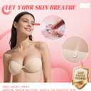 Sticky Bra & Refill Kit, Push Up Sticky Boobs for Backless Dress, Reusable Stick on Bra with Extra Adhesive Strips