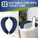 2 Sets Soft Flannel Toilet Seat Cover with Memory Foam, Non Slip Thicker Warmer Washable Bathroom Toilet Seat Cushion, Easy-Install Self-Adhesive Reusable Toilet Lid Seat Cover Pads (White,Navy)
