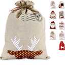 LessMo Christmas Santa Sack, Large Canvas Gift Bag with Drawstring, [Place to Write Wishes] Reusable Personalized Best Gift, for Xmas Package Storage, Christmas Party Supplies Favors