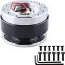 Universal Racing Car Quick Release And Convenient Modification Steering Wheel Quick Release Device Adapter, 6 Hole Snap Off Car Aluminum Wheel Hub Adapter, Auto Repair Tool(Black)