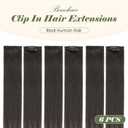 Benehair 6PCS 6 Clips In Human Hair Extensions Natural Black Short Straight Mini Clip Ins Real Remy Clip On Hairpin Hairpiece For Women 10inch 30g #1B
