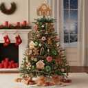 Soaoo Christmas Gingerbread Tree Topper Plush Stuffed Gingerbread Tree Topper 7.7 Inch Cute Plush Stuffed House Hanging Ornaments for Christmas Party Holiday Festive Home Decor Gifts