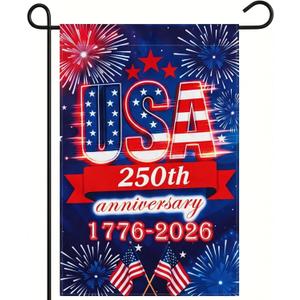 2 x 250 Anniversary USA Garden Flag - 250 Years of Freedom Double Sided 3-Ply American Patriotic Flags 1776-2026, UV Protection Fade Resistant 12x18 Inch Yard Flag Commemorative Merchandise for Outdoor Celebration