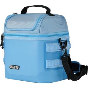Coleman Pro 16-Can Premium Soft Cooler Lunchbox, Fully Insulated Lid & Body Stays Cold up to 30 Hours, Great for Camping, Tailgating, Parties, Sports, Concerts, Lunches & More (Blue Sky)