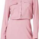 Amazon Essentials Women's Georgette Long Sleeve Relaxed-Fit Pockets Shirt (Pink, XS)