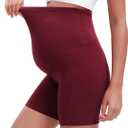 Siimcuzy 4 Pack Women's Maternity Shorts with Pockets Over The Belly Yoga Biker Pregnancy Workout Running Active Shorts, Black Heather Gray Red (XL)