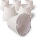 Small Lamp Shade Clip on Bulb for Candelabra Bulbs, Mini Lampshades for Chandeliers, Home Decor Barrel Beige Fabric Linen Lampshade for Table Chandelier Wall Lamp Ceiling Lamps 4x6x5 Inch 6 Packs