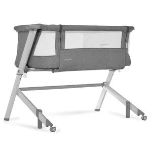 Dream On Me Skylar Bassinet and Bedside Sleeper, Adjustable Heights, Breathable Mesh Sides, Plush Mattress Pad, Wheels with Safety Locks & Tool-Free Assembly, Compact Fold & Travel Bag - Grey