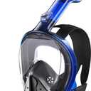 Greatever Full Face Snorkel Mask, Snorkeling Gear for Adults with Latest Dry Top Breathing System and Detachable Camera Mount, Foldable Snorkel Mask Adult, Snorkels Anti-Fog & Anti-Leak (Large-X-Large, Dark Blue)