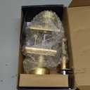 Interior Pismo Doorknobs for Bath & Bedroom, Gold Door Knobs with Camelot Trim, Satin Brass Door Knob with Lock (1-Privacy)