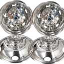 19.5" Front Rear Polished Stainless Steel Dually Wheel Simulators,4pcs Durable Bolt On 10 Lug 5 Hand Hole Wheel Cover Hubcaps fit for 2005-2024 Ford F-450 F-550 Super Duty