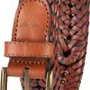 Dockers Men’s Leather Braided Fully Adjustable Belt  (32, Black Glazed)