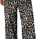 Sampeel Women's Leopard Print Wide Leg Pants Cute Summer Beach Pants Palazzo High Waist Trousers Vacation Date Outfits Business Casual Luxury Clothes Fashion Clothing S