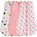 BSTOPPT 3 Pack Baby Sleep Sack 18-24 Months 100% Rayon Cotton Baby Sleeping Bag 2-Way Zipper Toddler Wearable Blankets Comfy Stretchy Lightweight TOG 0.3（Heart&Pink&Floral）