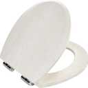 Toilet Seat, Slow Close, Premium Moulded Wood, Quick Release, White Ash Grain Look, PIKLiDS, Laminated Woodgrain Finish (Round)