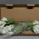 FOUSUKA 4 Bundles Artificial Tiger Lily Silk Flowers Faux Fake Lilies Plants for Wedding Bouquet Home Party Indoor Table Hotel Office Vases Floral Arrangements Outdoor Garden Decor (White)