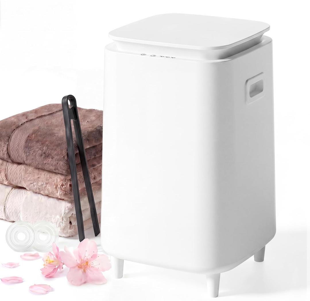 22L Towel Warmers, Heated Towel Warmers for Bathroom, Fast Heating Blanket Warmer, Fits up to Two 40"X70" Oversized Towels, Auto Shut Off, Adjustable Timer, Large Towel Warmer Bucket (White)
