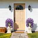 9 x HyeFlora Artificial Flowers for Outdoors, 2pcs Faux Hanging Morning Glory Silk Fake Flowers Lifelike Artificial Plants UV Resistant Flowers for Outside Planter Patio Garden Porch Decor (Purple)