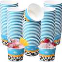 100 Pcs Cartoon Paper Ice Cream Cups Bulk 8 oz Disposable Dessert Bowls for Hot or Cold Food Snack Treats Gift for Birthday Party Favor Decoration
