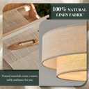Gold Modern Chandelier 18'' Drum Chandeliers with 2-Layer Fabric Shade 4-Light Linen Pendant Light Fixture for Dining Room Bedroom Kitchen Hallway Foyer
