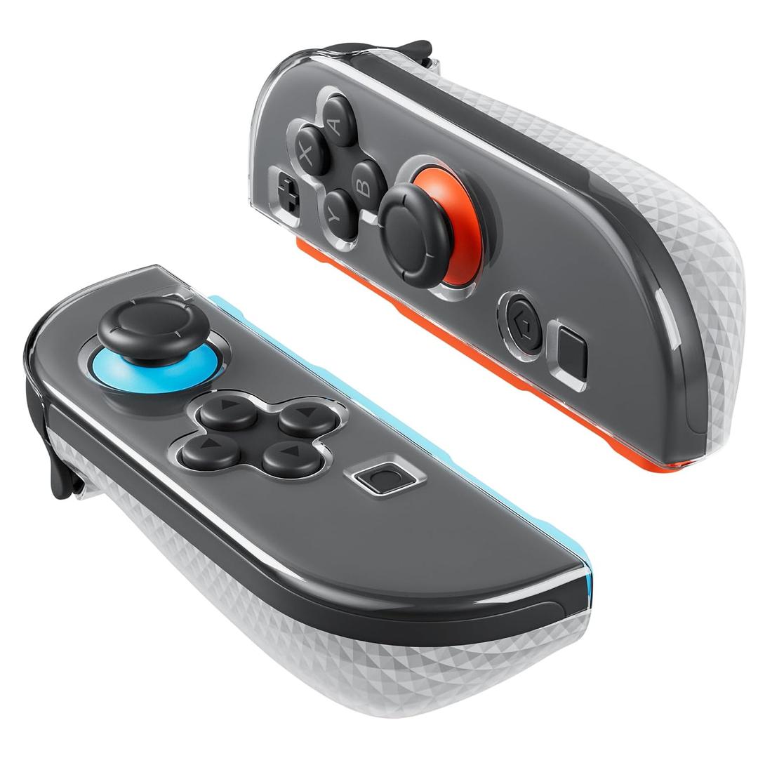 GLDRAM Soft TPU Case for Nintendo Switch 2 Grip Controller, Clear Protective Skin Cover Shell for Joypads 2 Accessories, Transparent & Anti-Slip Diamond Texture, Ergonomic Grip