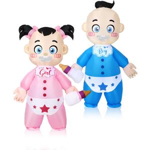 Poen 2 Pcs Inflatable Blow up Costume for Adult 96'' Baby Costume for Baby Shower Cosplay Gender Reveal Party (Black)