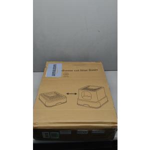 RIZZARI Stainless Steel Cat Box: Enclosed Design with High Walls - Light Gray - Large Litter Pan for Odor Control Indoors