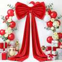 MODFUNS Giant Bow Decoration Big Red Bow with Long Ribbon, 75x23 Inch Velvet Large Bows for Backdrop Coquette Oversized Bows Decor for Birthday Party Wedding Baby Shower Holiday