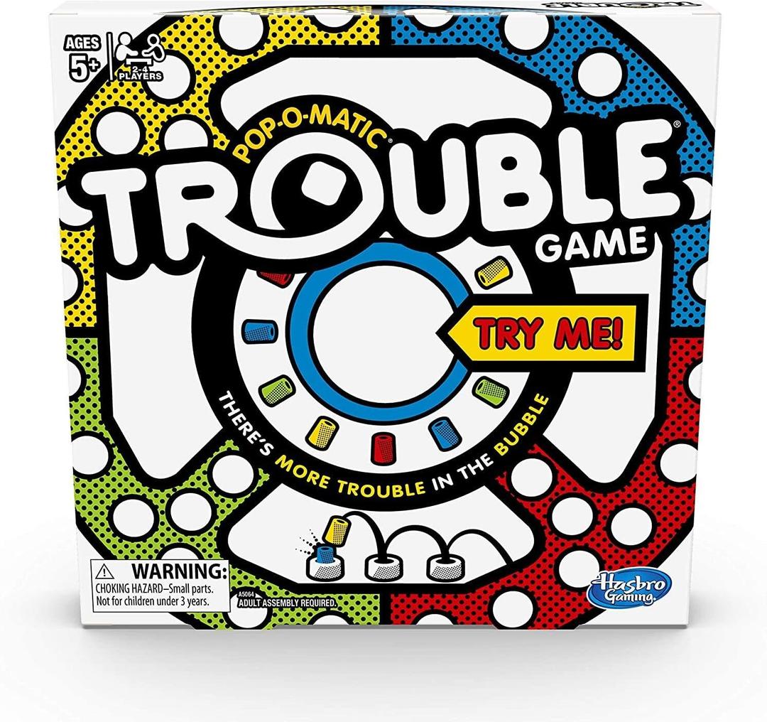 Hasbro Trouble Board Game - 1 Set, Classic Pop-O-Matic Race Game for Ages 5 and Up, 2 to 4 Players