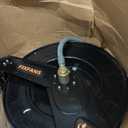 Pressure Washer Hose Reel with Hose for Hot and Cold Water, 3/8" X 50 FT Steel Auto-Retractable High Power Wash Hose Reel, Heavy Duty Hose Reel - Wire Braided Hose 4000 PSI, Black